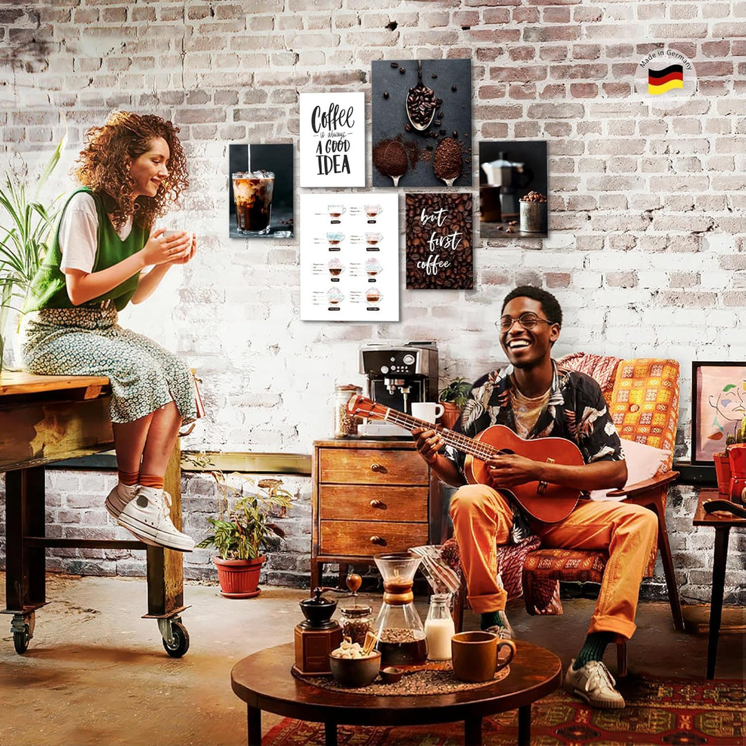 Novart Bilder Set - AUFHÄNGFERTIG - KEIN EXTRA RAHMEN BENÖTIGT - Kaffee Coffee Modern Küche - Esszim