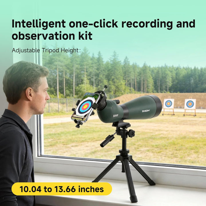 Svbony SV28 25-75x100mm Spektiv mit mit Stativ und 3-Achse Handy Teleskop Adapter, Helle und Klare B