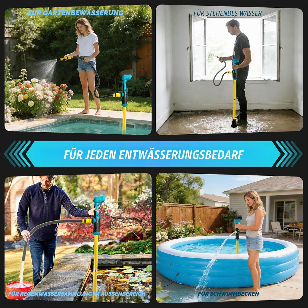 Akku Regenfasspumpe, kompatibel mit Makita 18V-Akku (ohne Batterie), 90 l/min Durchfluss, tragbare s