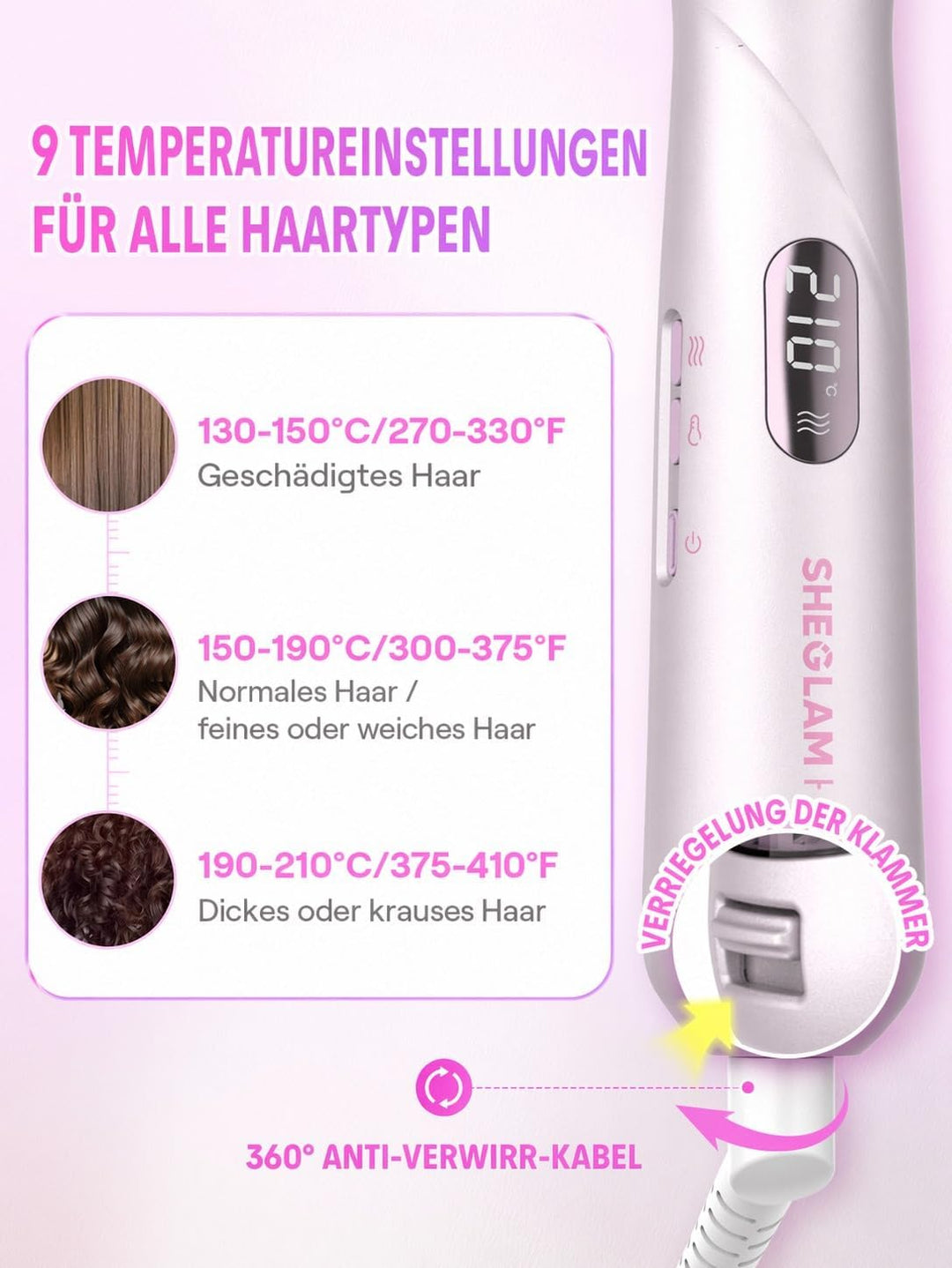 SHEGLAM Dampf-Thermobürste, 4-in-1 Rundbürste 38 mm