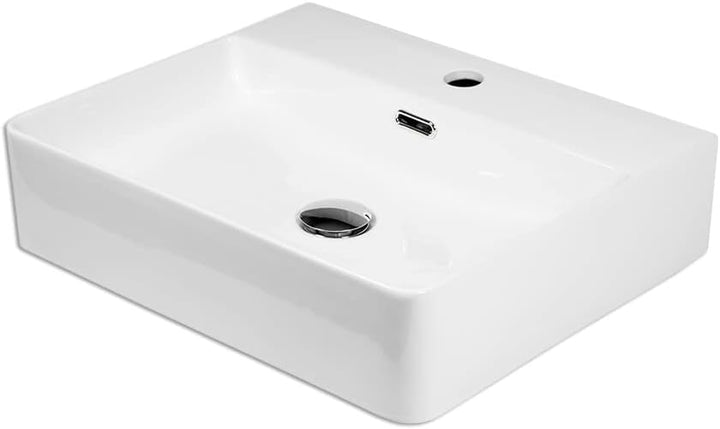 Waschbecken Keramik Wandinstallation Hängewaschbecken rechteckig 50x42 cm weiss Komplettset