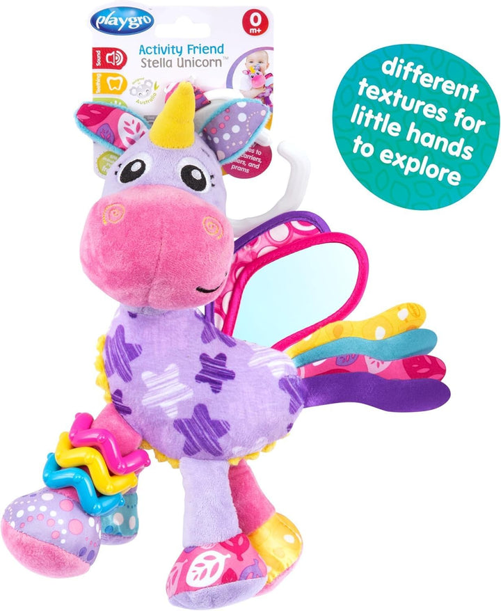 Playgro Activity Friend Stern Unicorn – Einhorn Aktivität für Neugeborene ab 0 Monaten mit Clip, leb