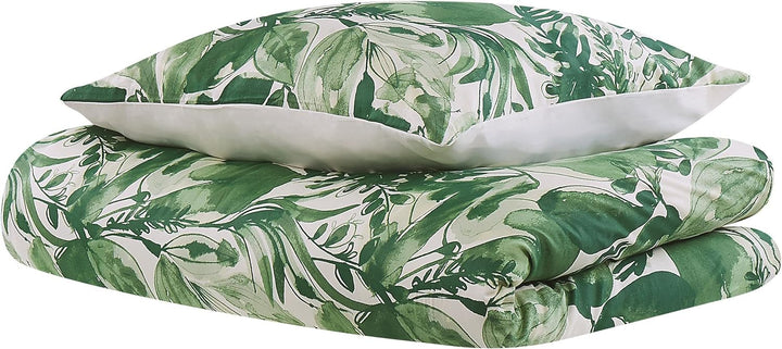 Modernes Bettwäsche Set weiss / grün Baumwolle 135 x 200 cm Greenwood