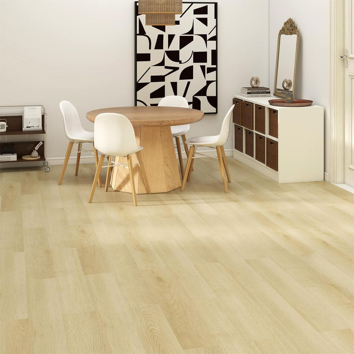 MULGREAT Holzoptik Vinyl Bodenbelag in Beige Eiche– 5,02 m² Selbstklebender, rutschfester &amp; wasserdi