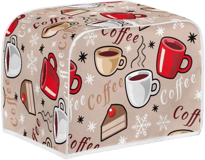 Kuiaobaty Kaffeekuchenmuster Küche Toaster Abdeckung für 2/4 Scheiben, Brotmaschine Staubschutz