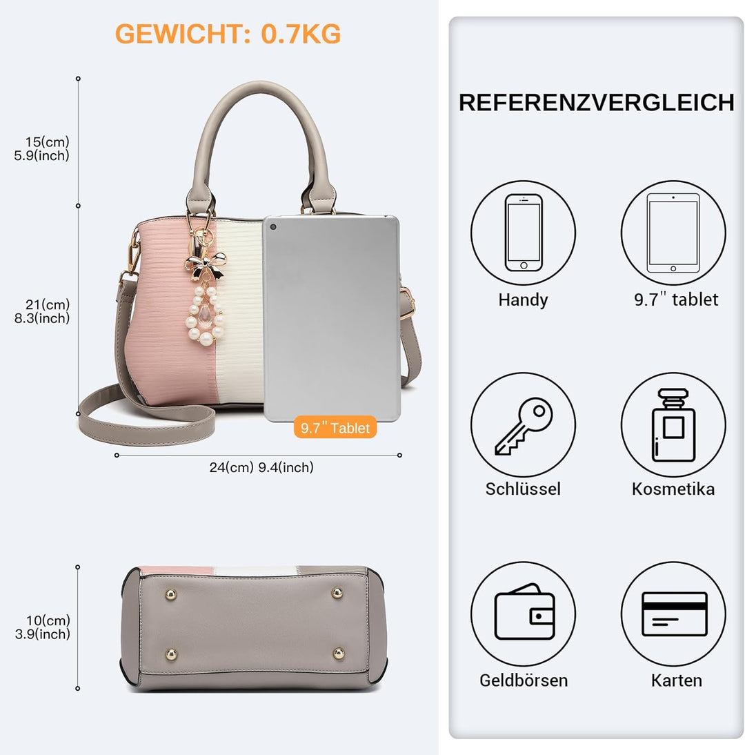 Miss Lulu Handtasche Damen Mittelgross Tasche Damen Mittelgross Handtasche Damen Multicolor Elegant