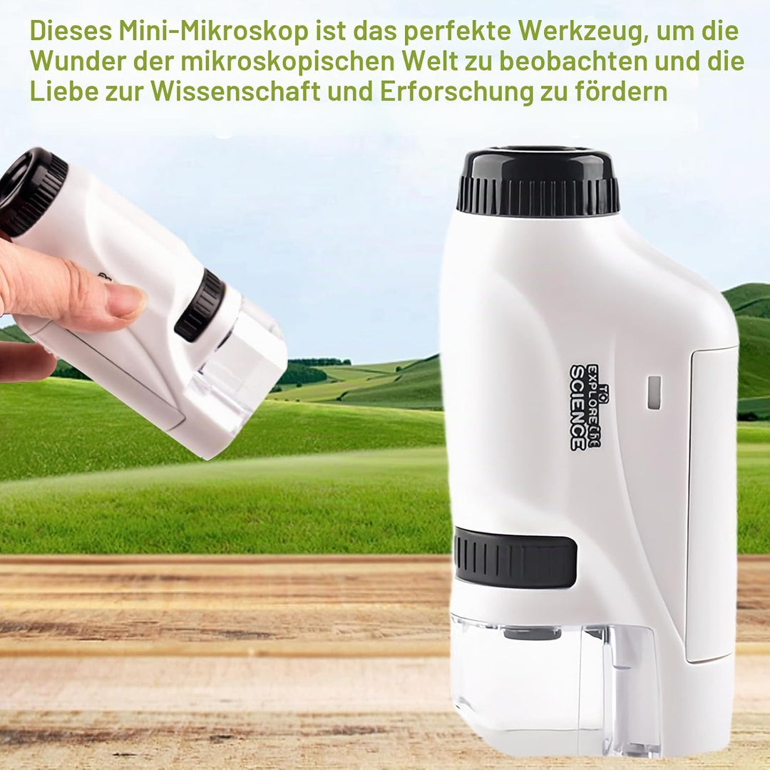 Taschenmikroskop Handy Mikroskop 60X-120X, Mini Mikroskop mit LED Licht, Handmikroskop mit Ständer u