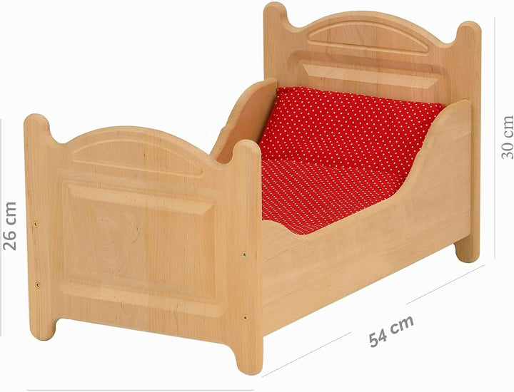 Drewart 933-3000 Puppenbett aus Holz, Holzspielzeug Puppenmöbel