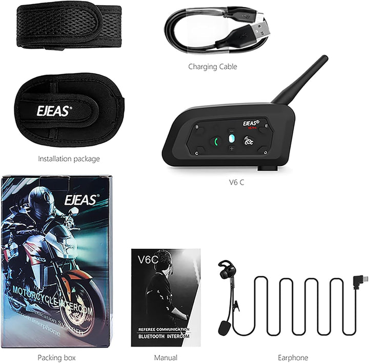 EJEAS V6C Fusball Schiedsrichter Headset Intercom, Bluetooth Kommunikationssystem für 2 bis zu 6 Per