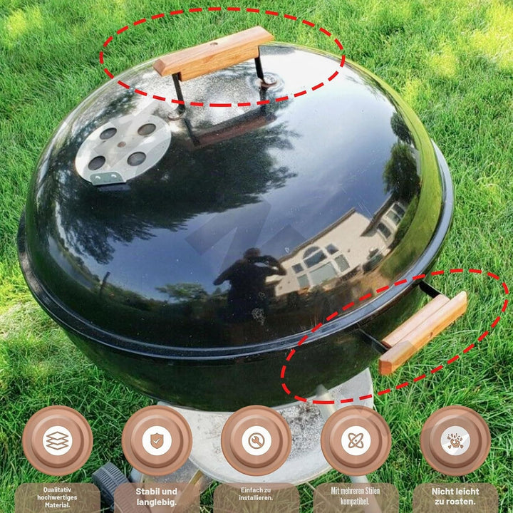 2 Stück Kirschholz Ersatzgriff für Weber Holzkohlegrill, Grillgriff Ersatz passend für 57,1 cm und 4
