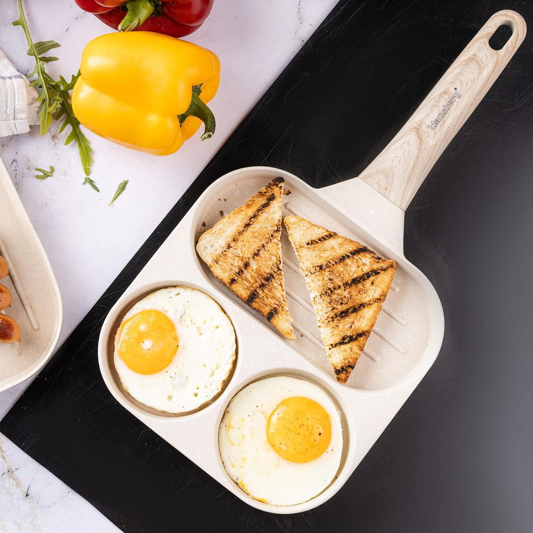 Klausberg Pfannkuchenpfanne Bratpfanne mit Marmorbeschichtung 3-in-1 18 cm für Eier, Pfannkuchen, Pa