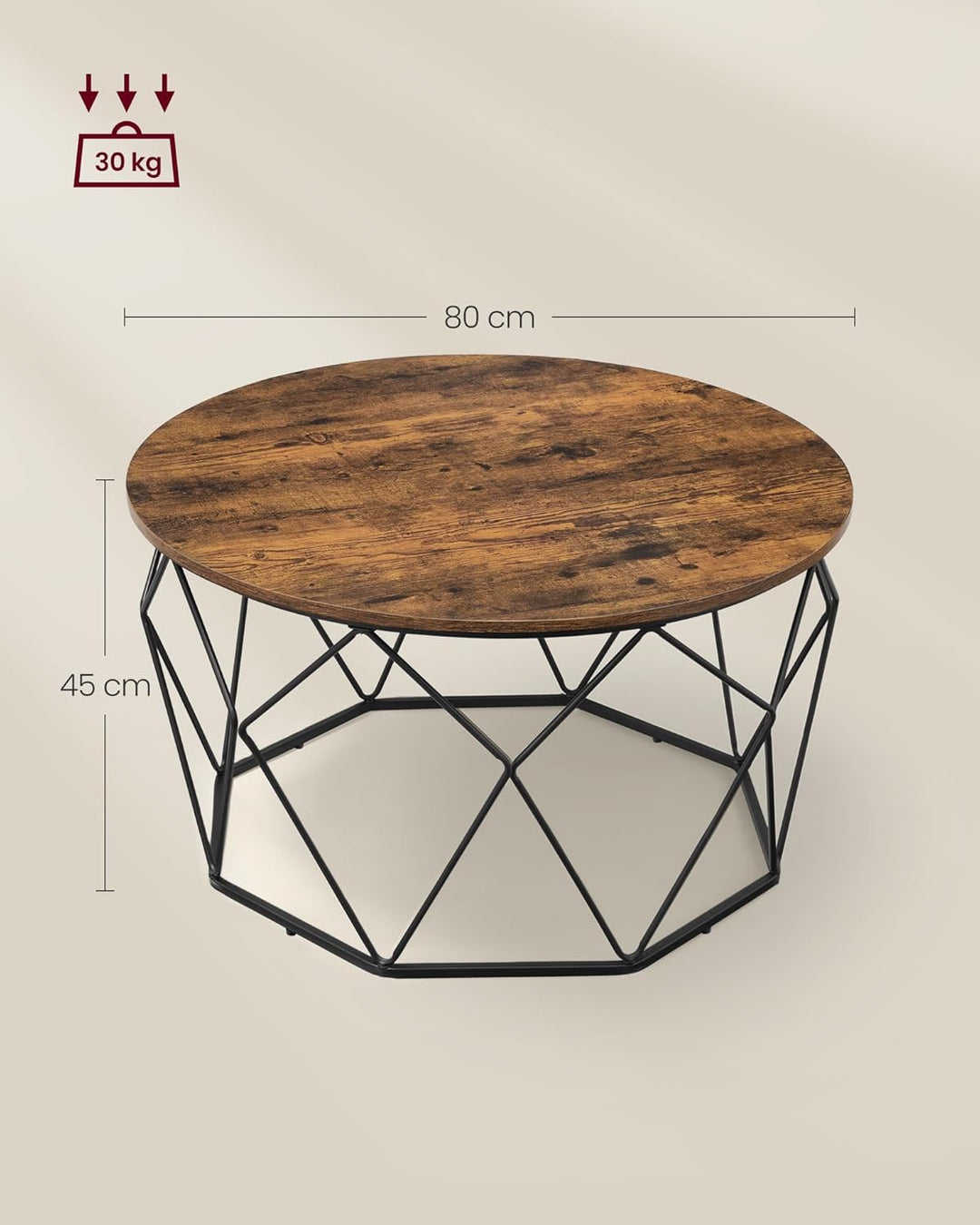 VASAGLE Couchtisch, Beistelltisch, Wohnzimmertisch, Sofatisch, Stahlgestell, für Wohnzimmer, Schlafz