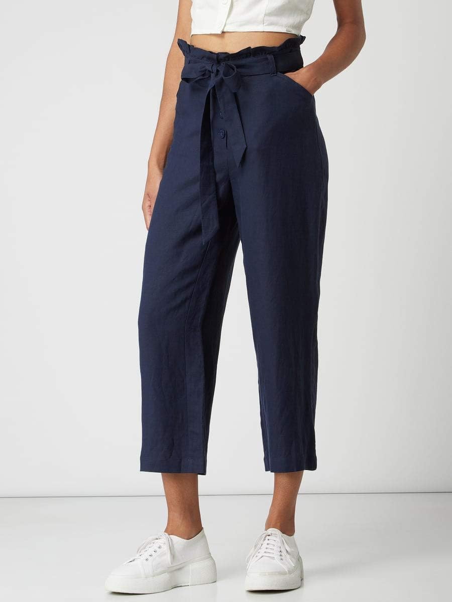 Superdry Damen Eden Linen Trouser Hose 32 Dunkelblau, 32 Dunkelblau