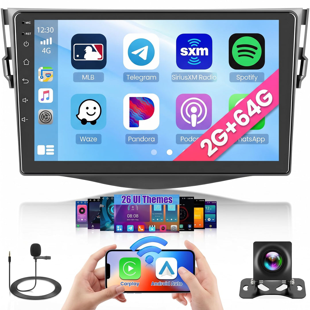 Hikity 2G 64G Android 15 Autoradio Für Toyota RAV4 2007-2011 mit Wireless Carplay Android Auto,9 Zol