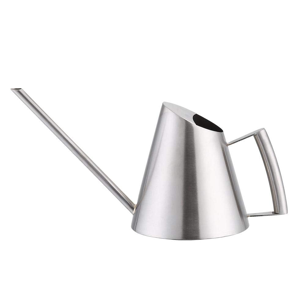 Mini-Giesskanne aus Edelstahl, modern, 400 ml, Lange Tülle, gebürstet, Silberfarben, für Zuhause und