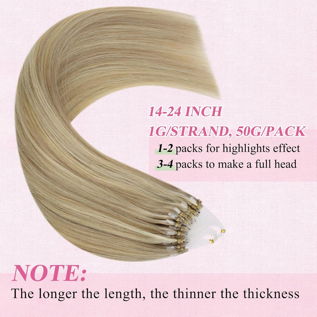 YoungSee Extensions Echthaar Microring Blond Microring Extensions Echthaar 1g 40 cm Microring Hair E