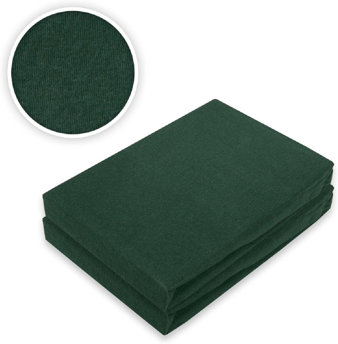 EXKLUSIV HEIMTEXTIL Jersey Spannbettlaken Doppelpack Rundumgummizug 200 x 220 cm Dunkelgrün Dunkelgr