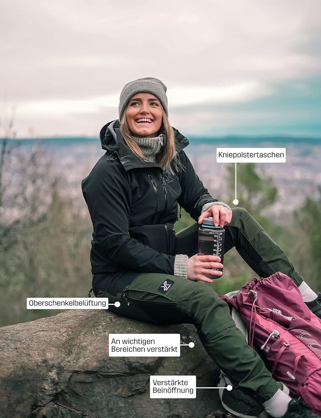 RevolutionRace Damen RVRC GP Pro Pants, Hose zum Wandern und für viele Outdoor-Aktivitäten S Forest