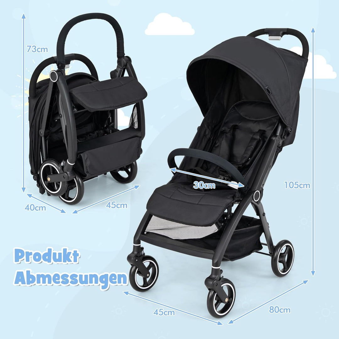 DREAMADE Kinderwagen, Buggy faltbar & tragbar mit verstellbarer Rückenlehne, Reisebuggy mit EVA-Räde