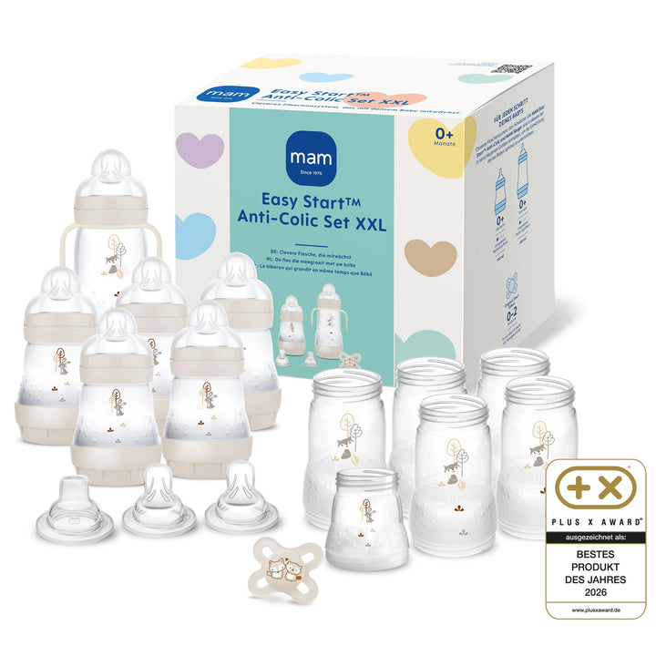 MAM Easy Start Anti-Colic Babyflaschen Set XXL, mitwachsende Baby Erstausstattung mit Schnuller, Fla