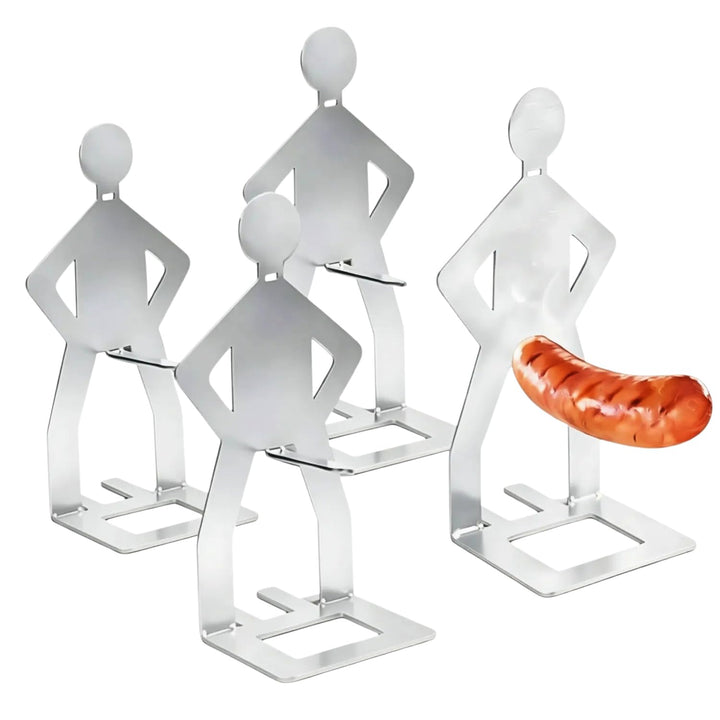 4 Stück Grillwursthalter Aus Edelstahl, Grill Geschenke für Männer, Kreativer Stehender Mann Wurst G