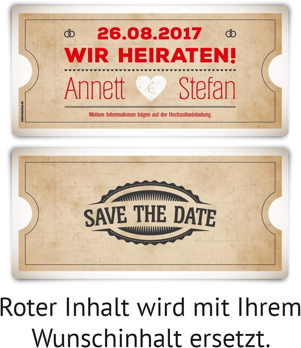 40 x Save the Date Karten zur Hochzeit DIN Lang - Vintage Herz in Weiss 40 Stück Weiss, 40 Stüc