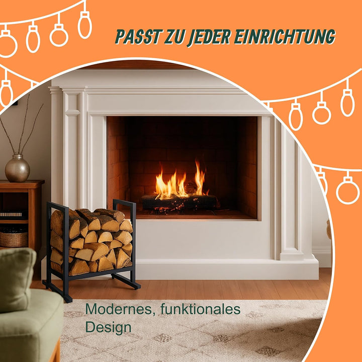 Relaxdays Kaminholzregal, Metall, modern, HBT: 62x60x49 cm, Brennholzregal Feuerholz, Stapelholz &amp; B