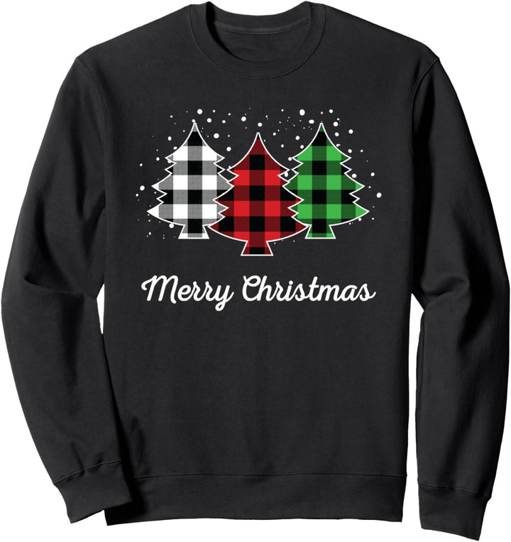 Merry Christmas Buffalo Plaid Christmas Tree Sweatshirt