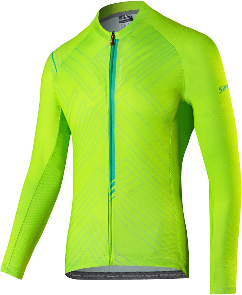 Santic Fahrradtrikot Herren Langarm Radtrikot Winter Fahrradshirt Herren Atmungsaktiv mit Taschen XL