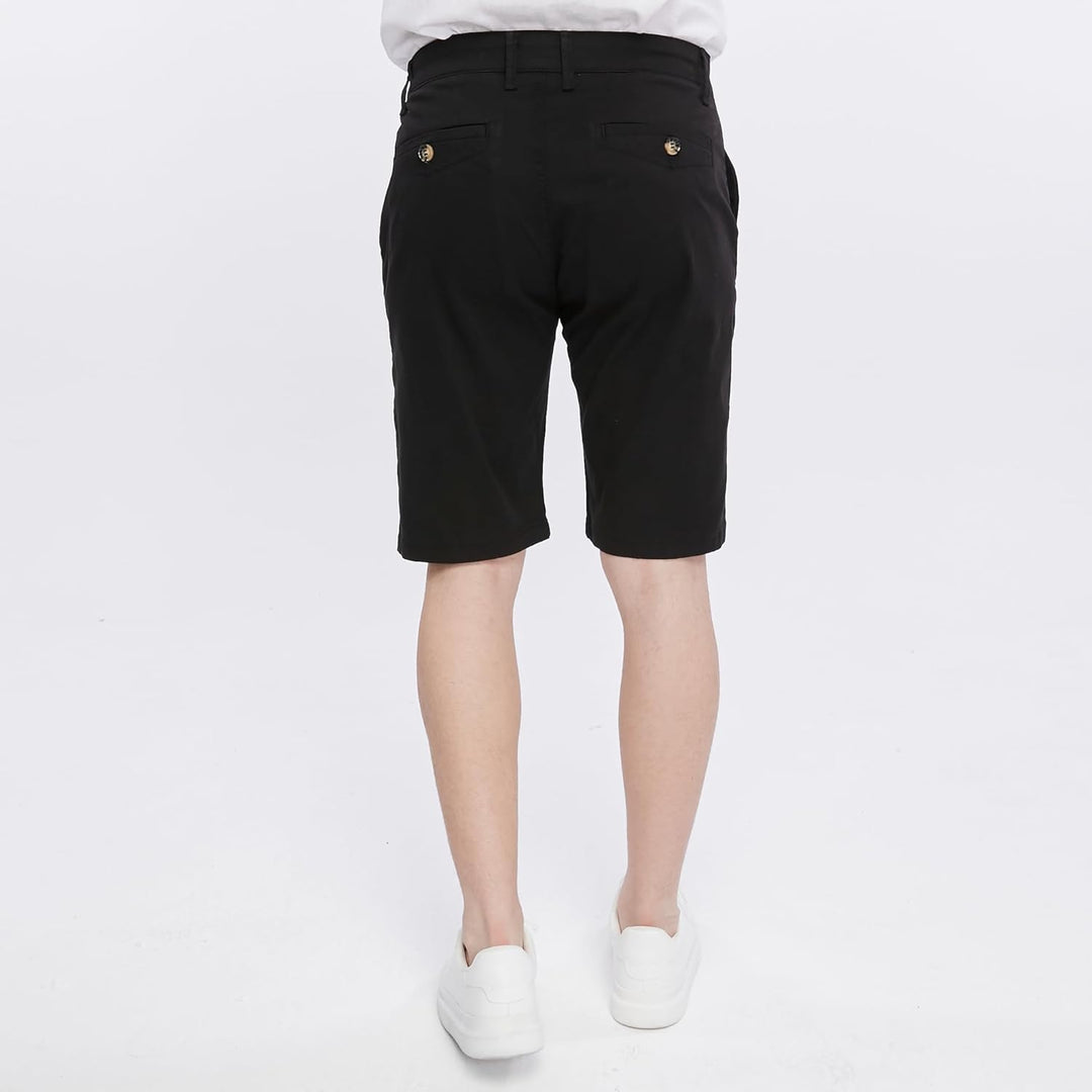 Xact Herren Premium massgeschneiderte Stretch Chino Shorts 32W Schwarz, 32W Schwarz