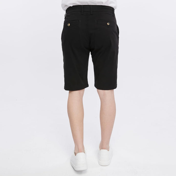 Xact Herren Premium massgeschneiderte Stretch Chino Shorts 32W Schwarz, 32W Schwarz