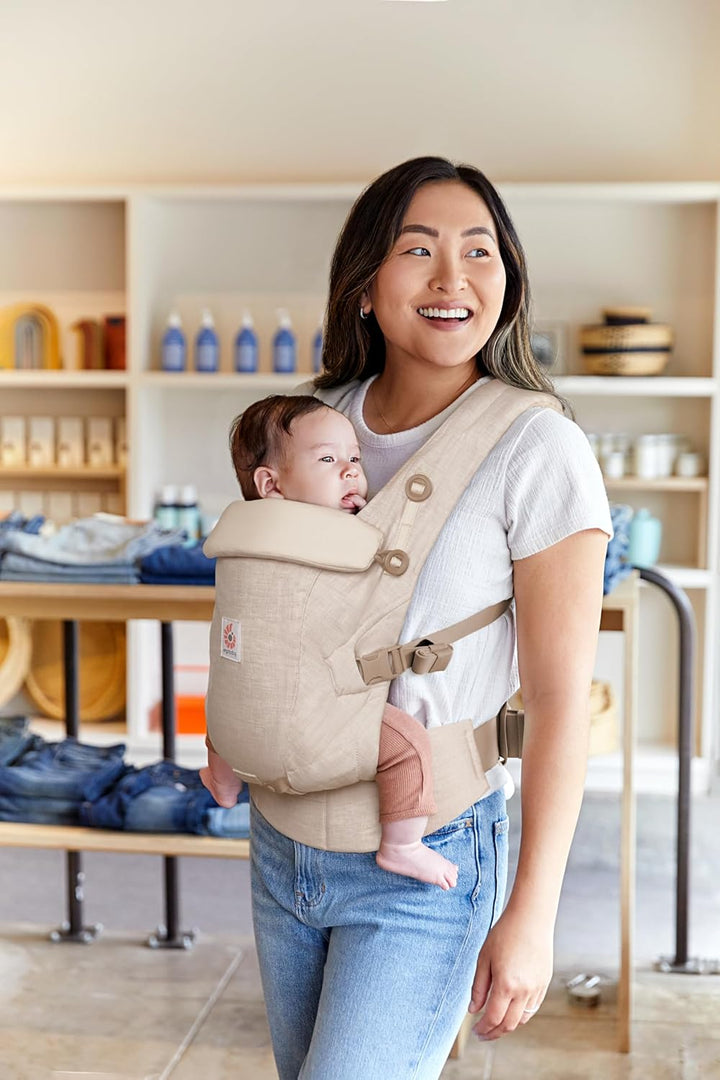 Ergobaby Adapt Leinen Babytrage für Neugeborene ab Geburt, 3-Positionen Ergonomische Babybauchtrage