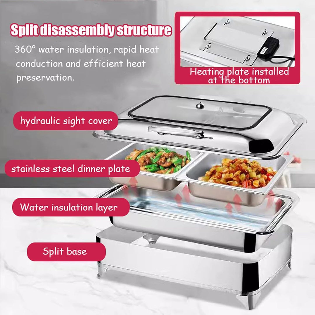 Speisenwärmer für Partys Buffets, 9L Chafing Dish Warmhaltebehälter mit Temperatureinstellung Per Dr