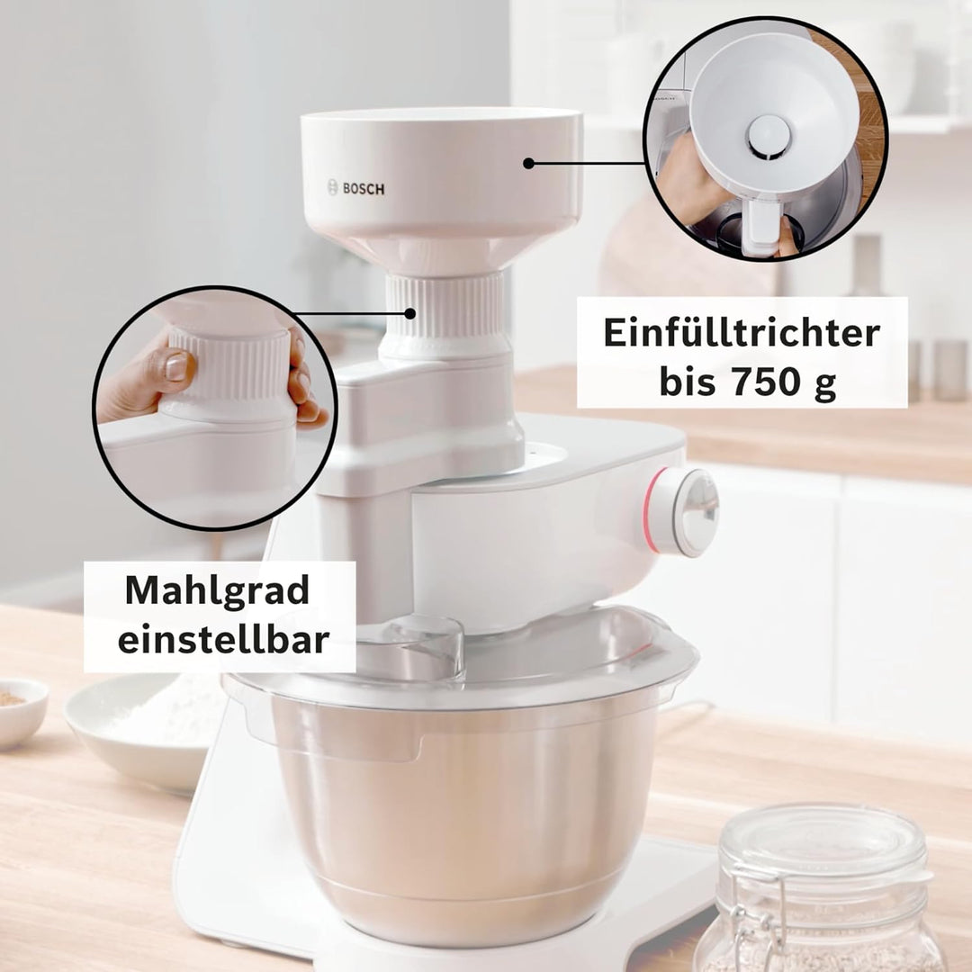 Bosch Getreidemühle MUZ5GM1, Zubehör passend für Küchenmaschine Serie 4, Serie 2, stufenlos, für all