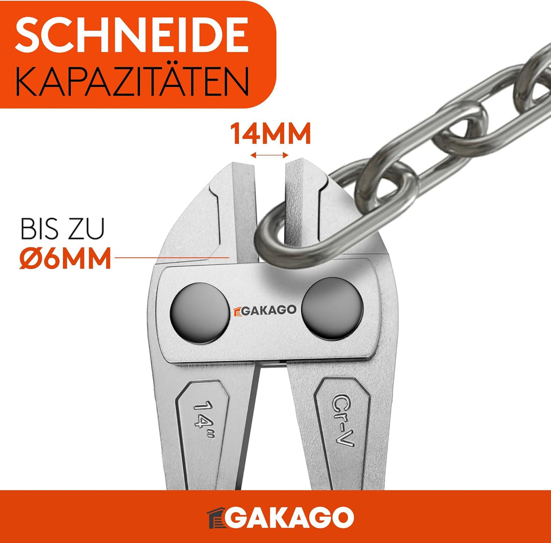 Gakago Bolzenschneider 14" (350 mm) - Metallschneider mit gehärteten CR-V Klingen - Kraftvolle Übers