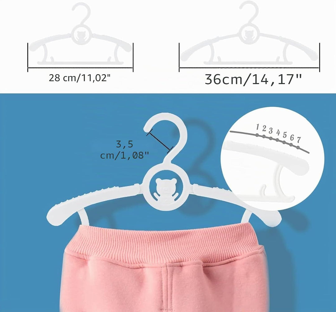 HGYZE Baby-Kleiderbügel für Schrank, 50 Stück, weiss, Kinder-Kleiderbügel, Kunststoff, 27,9–35,6 cm,