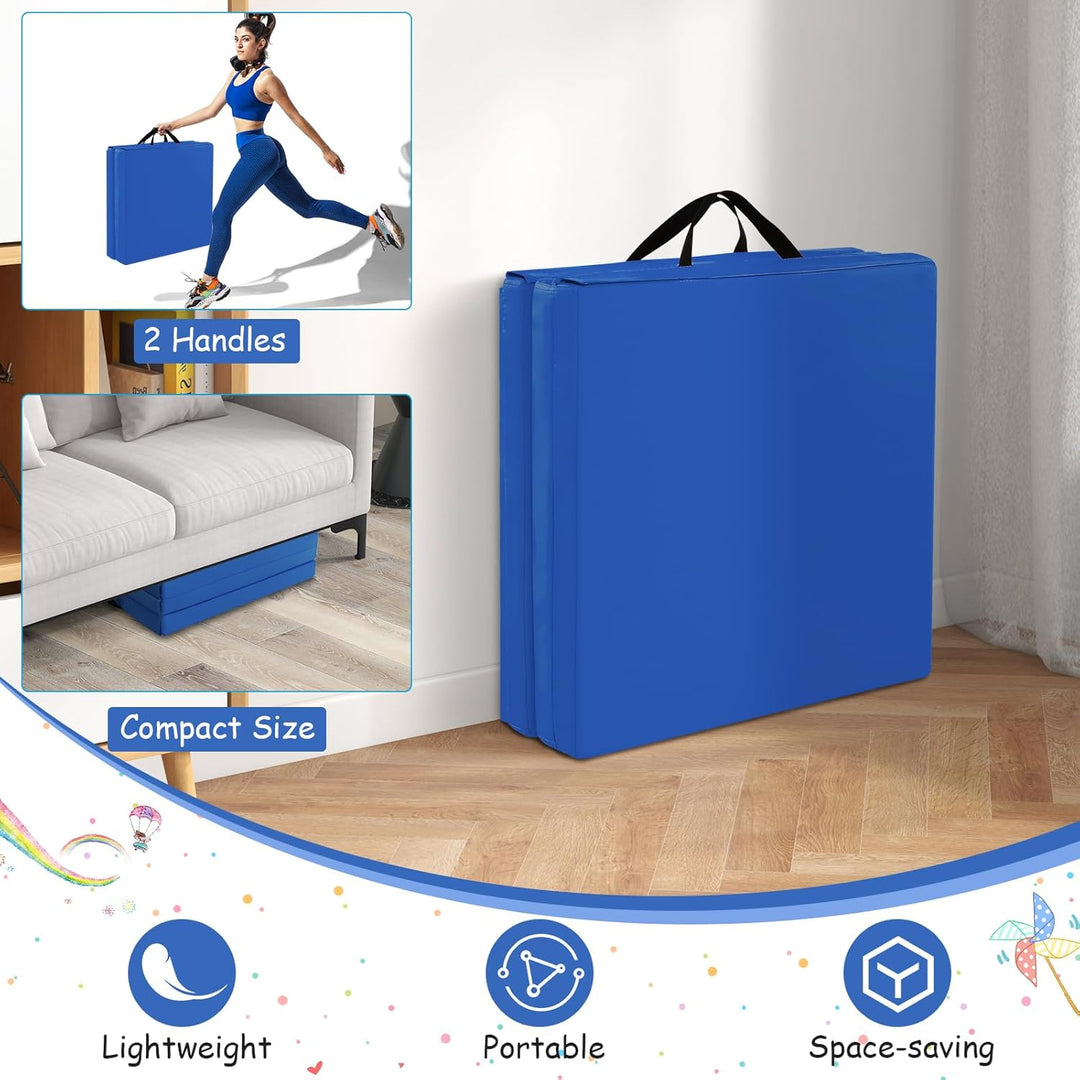 COSTWAY 180 x 60 x 5 cm Weichbodenmatte klappbar, Gymnastikmatte tragbar, Yogamatte wasserabweisend,