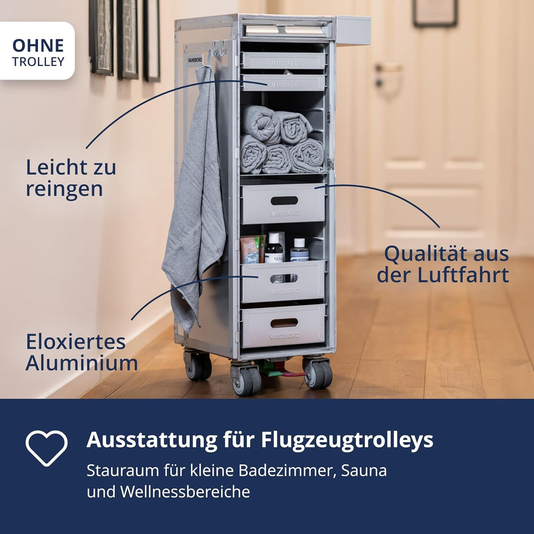 Ausstattungspaket für Flugzeugtrolleys und Airline Trolleys, Bad &amp; Wellness, Atlas-Norm Aluminium AT