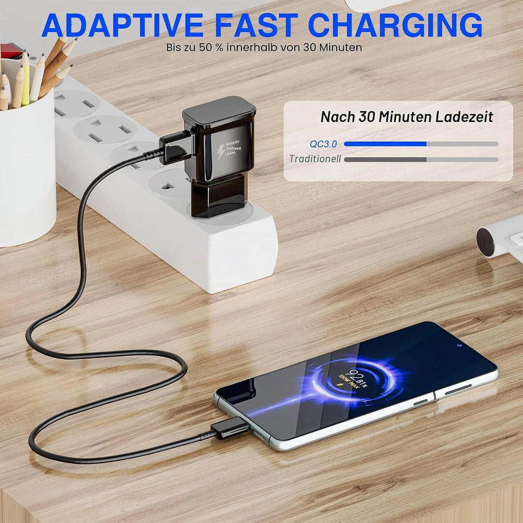 2-Pack USB Ladegerät Stecker, Schnellladegerät Netzteil mit USB C Original Ladekabel Kompatibel mit