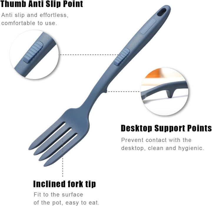 FKWKUW 2 Stück Flexible Kochgabel Silikon, Cooking Fork Hitzebeständig Multifunktional Gabel Antihaf
