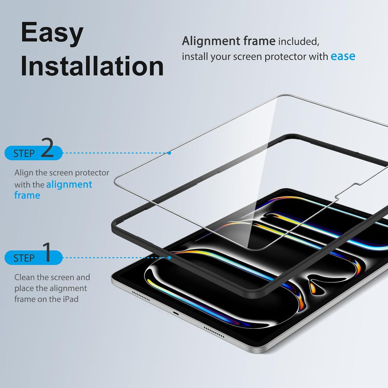 SPARIN Panzer Schutz Glas für iPad Pro 13 Zoll M4 (2024), mit Rahmen-Installationshilfe, 2 Stück Sch