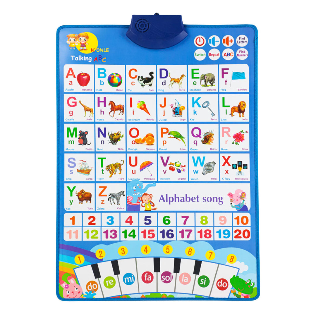 Bildungsspielzeug Spanisch Englisch Wanddiagramm Klavier Musik Plakat Zahlen 1-20 Kinder Montessori