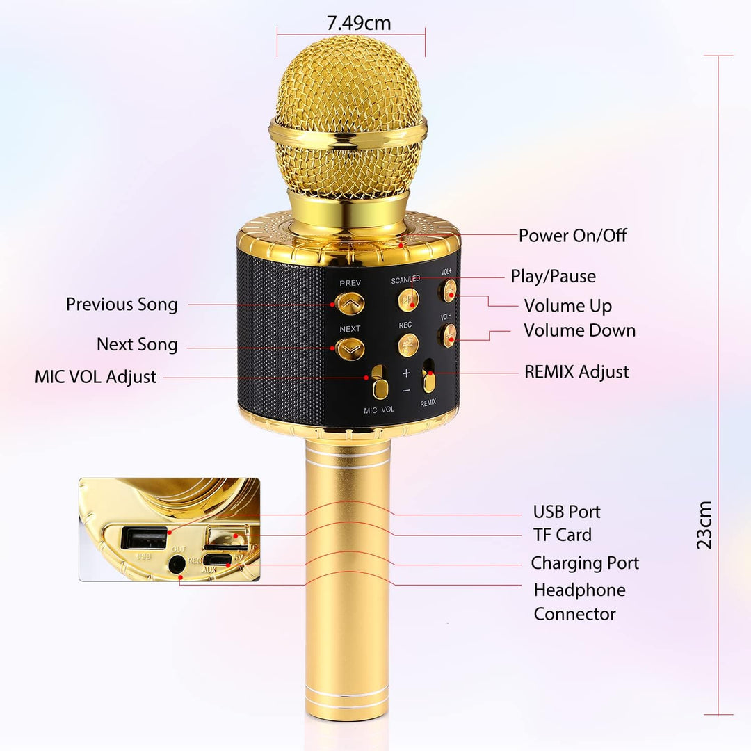 Fede Karaoke Mikrofon, Drahtloses Bluetooth Mikrofon für Kinder, Lustige Geschenke Spielzeug für Tee