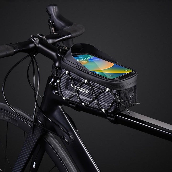 Fahrrad Rahmentasche Wasserdicht, 3D Eva Hartschale Oberrohrtasche, Handytasche mit Touchscreen für