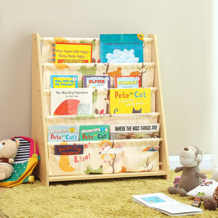 SONGMICS 4-stöckiges Bücherregal für Kinder, Aufbewahrungsregal für Bücher, Schulmaterialien, für Ki