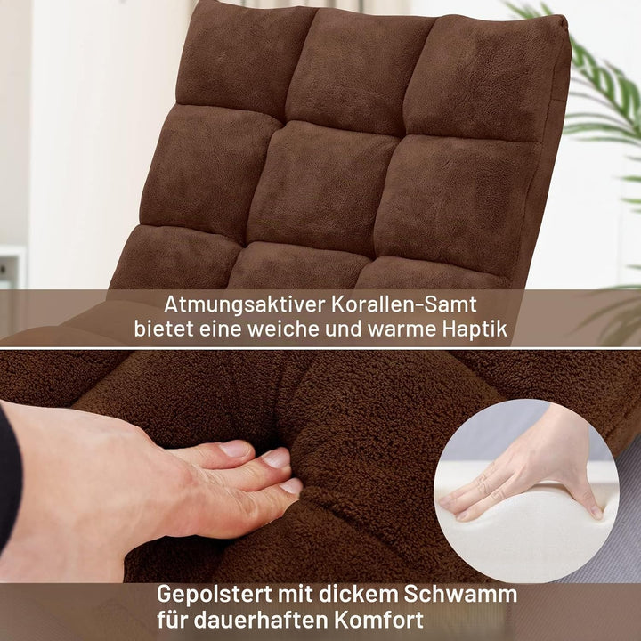 HOMASIS Bodenstuhl gepolstert, Bodensessel mit Verstellbarer Rückenlehne in 14 Positionen, Lesesesse