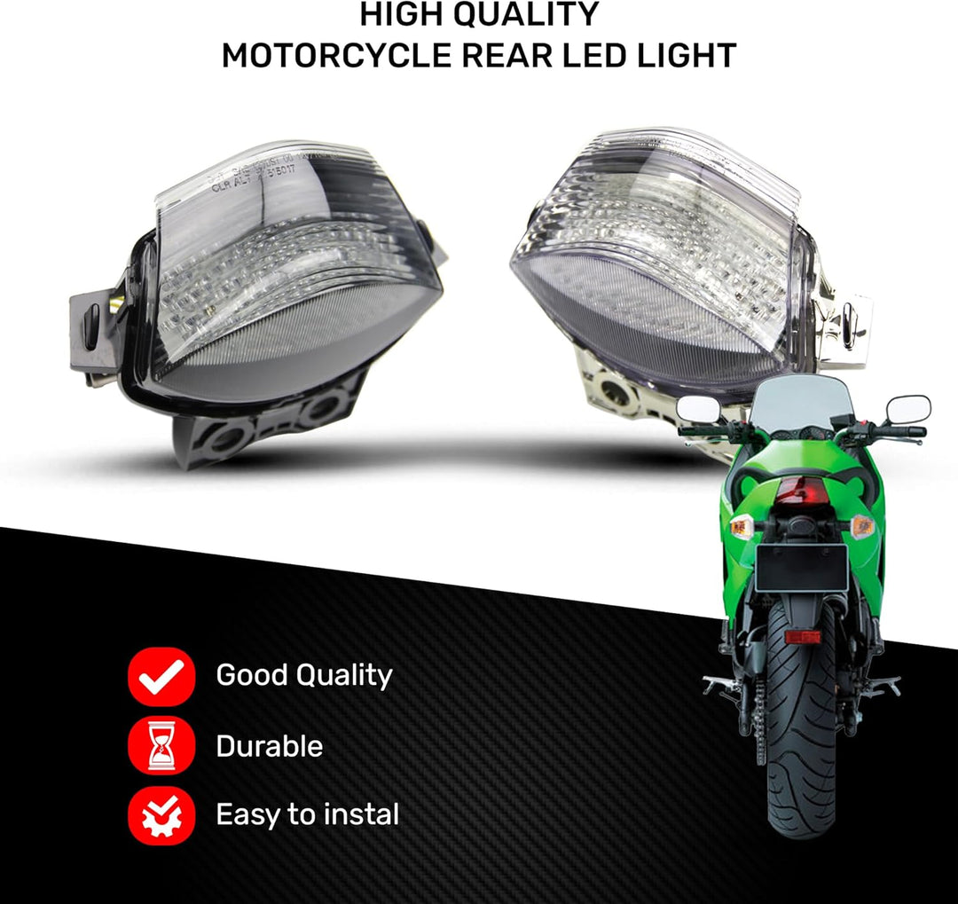 avdb-moto LED-Bremslicht mit integrierten Blinker kompatibel mit Kawasaki ER6, N, F 2006/2008 (klar)