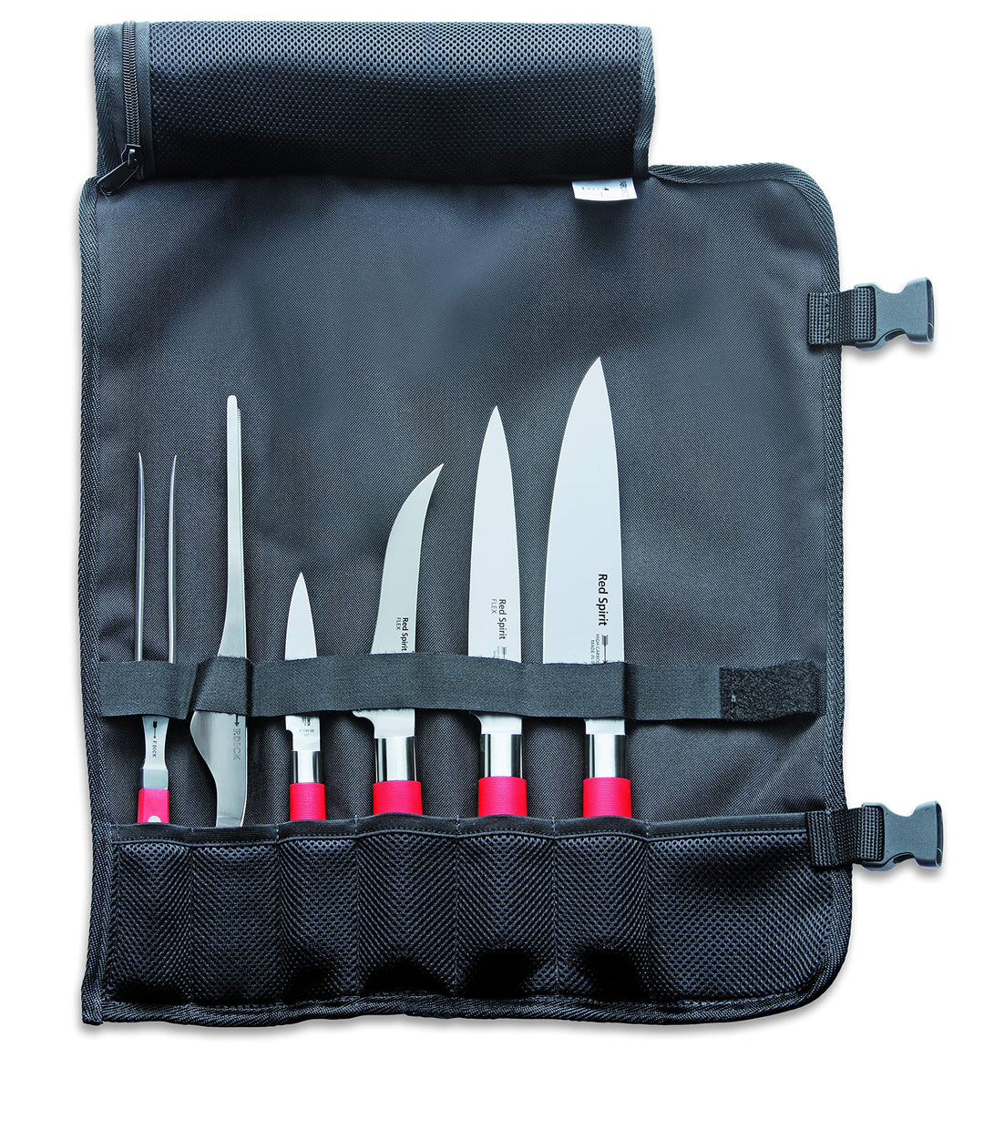 F. DICK Messerset Red Spirit (Rolltasche, Fleischgabel, Kochmesser, Filetiermesser, Officemesser, Bü