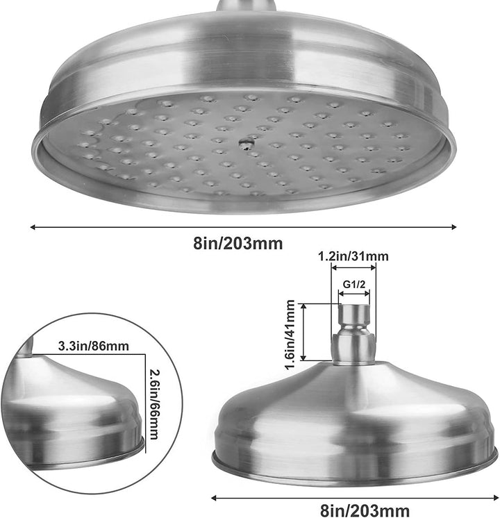 AFUDER Antik Messing rund 8 Zoll Regenduschkopf Badzubehör Ersatzduschkopf Duschkopf Regendusche (St