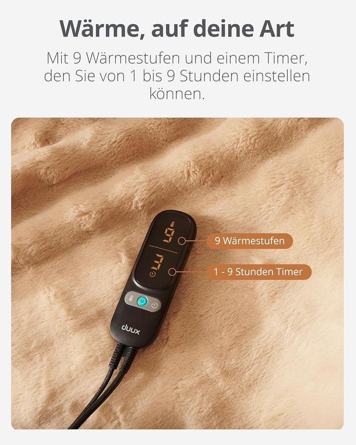 Duux Yentl Bubble Elektrische Wärmedecke – 200x200 cm – Extra Weich – 9 Heizstufen & Timer – Waschba
